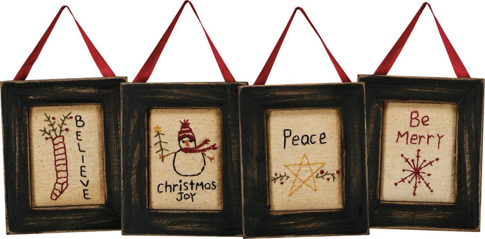Christmas Stitchery Set - Set of 4 - Primitive Star Quilt Shop