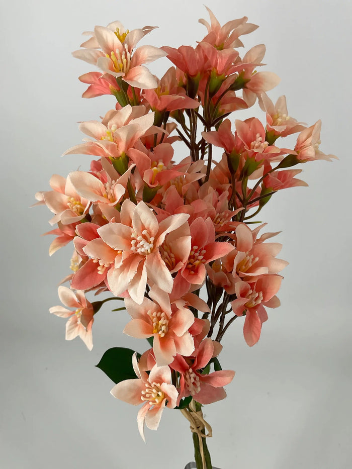 Le Fleur Cluster Mini Flower Bundle (x3) Coral 18" - Artificial Flowering Plants Silk