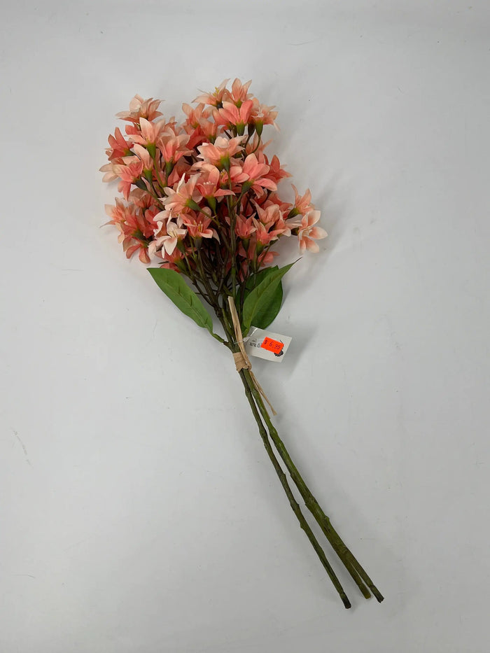 Le Fleur Cluster Mini Flower Bundle (x3) Coral 18" - Artificial Flowering Plants Silk