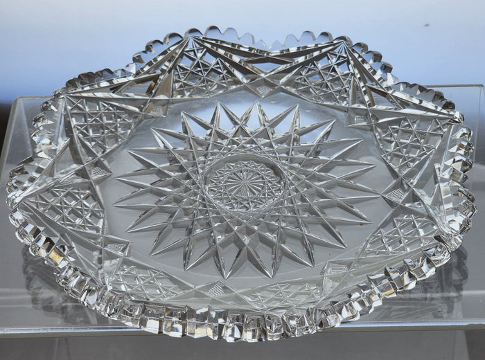 Covered butter dome with under Plate cut glass ABP
