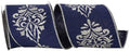 Reliant Crest Dupioni Wired Ribbon Navy/Silver 4" x 5 Yd - Uncategorized Ribbon