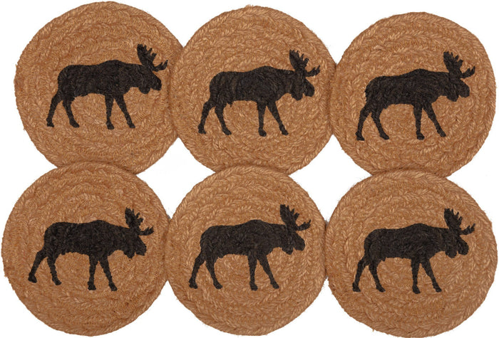 Cumberland Moose Braided Coaster 4" - Set of 6 - Primitive Star Quilt Shop