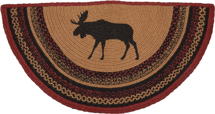 Cumberland Moose Half Circle Braided Rug 16.5x33" - Primitive Star Quilt Shop