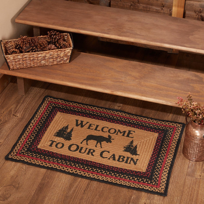 Cumberland Moose "Welcome" Rectangle Braided Rug 20x30" - Primitive Star Quilt Shop