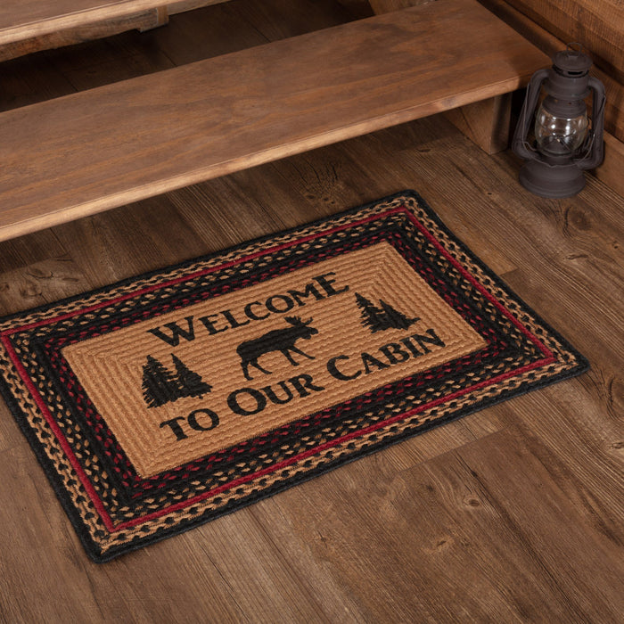 Cumberland Moose "Welcome" Rectangle Braided Rug 20x30" - Primitive Star Quilt Shop
