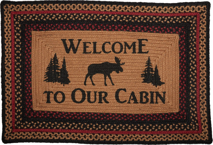 Cumberland Moose "Welcome" Rectangle Braided Rug 20x30" - Primitive Star Quilt Shop