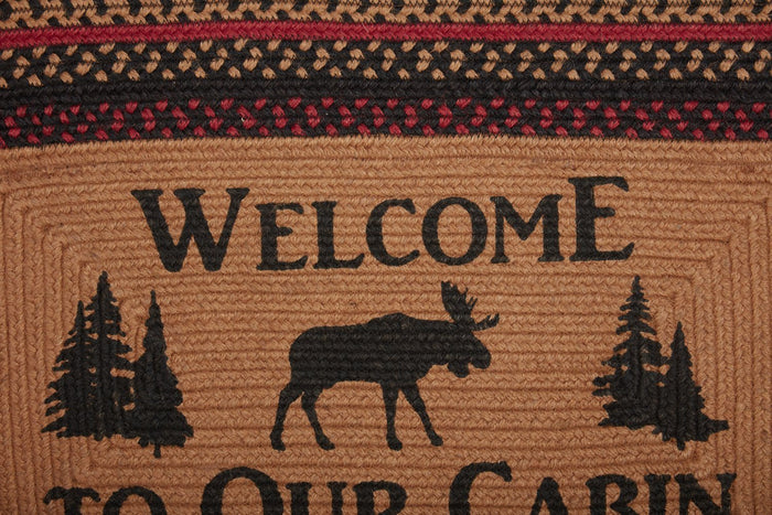 Cumberland Moose "Welcome" Rectangle Braided Rug 20x30" - Primitive Star Quilt Shop