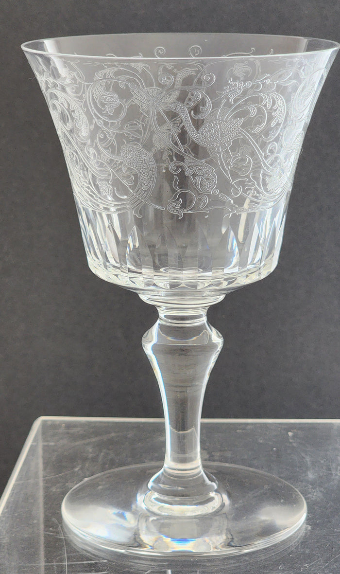 Cut glass and etched goblet Parme Baccarat SIGNED