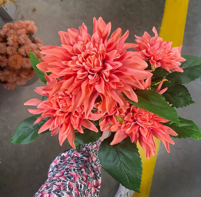 Le Fleur Dahlia Bush Pink 19.5" - Artificial Flowering Plants Silk