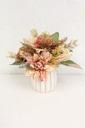 Supreme Dahlia Leaves w/ Pot Mauve-Cream-Pink 11" - Artificial Flowering Plants Silk