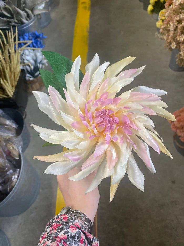 Direct Export Dahlia Stem Cream/Pink 27.5" - Artificial Flowering Plants Silk