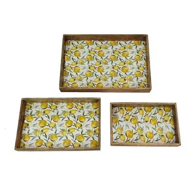 A&B Decorative Lemon Tray Large 20" x 14" - Decorative Trays Merchandise