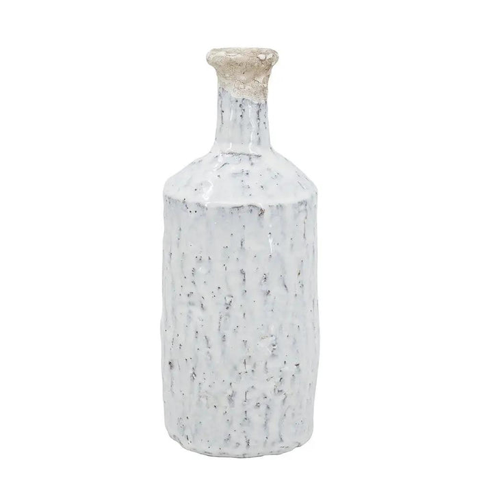 A&B Earthy White Terracotta Vase with Handle 5" x 11" - Vases Merchandise