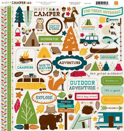 Echo Park Happy Camper 12" X 12" Element Sticker Sheet - SCRAPBOOKFARE