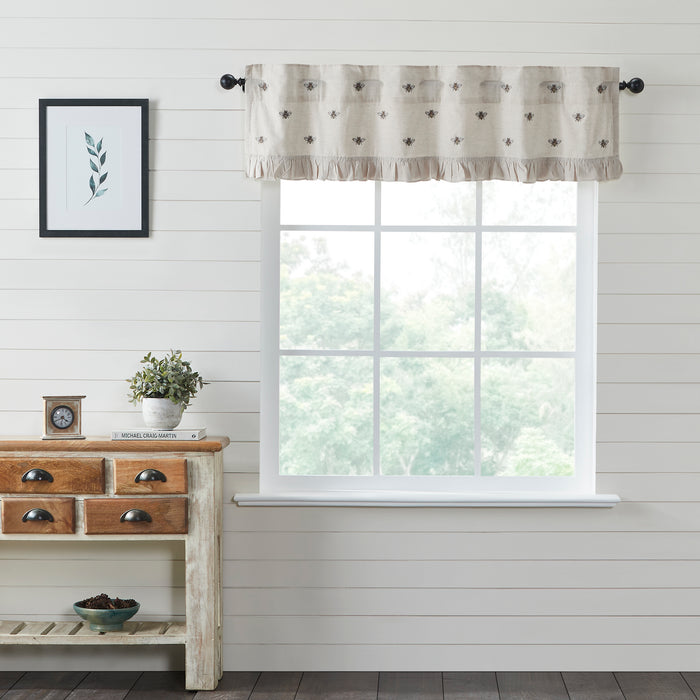 Embroidered Bee Lined Valance 60" - Primitive Star Quilt Shop