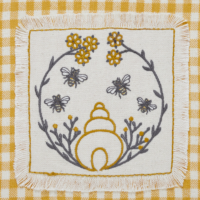Embroidered Bee Tea Towel - Set of 4 - Primitive Star Quilt Shop