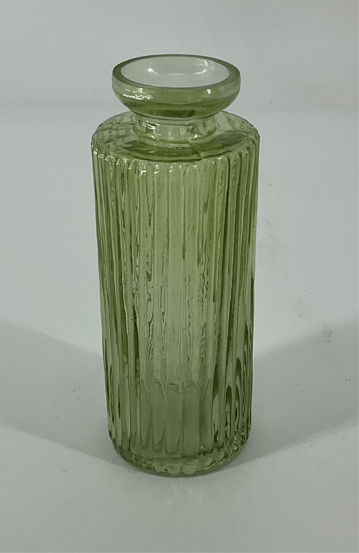 SNK Emerald Ripple Glass Bottle Vase 5.5"H x 2" - Uncategorized Merchandise