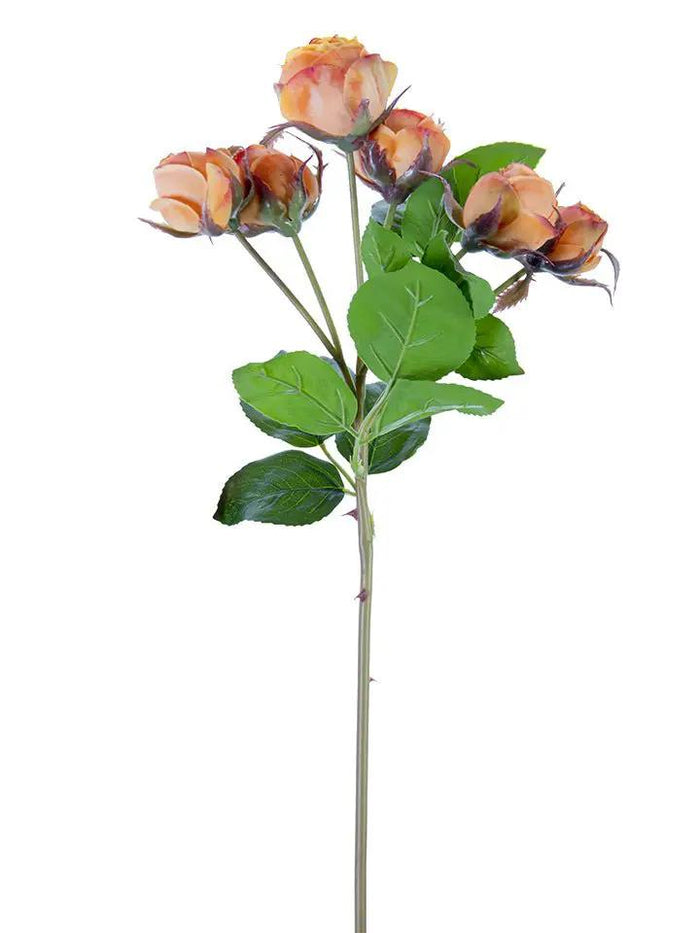 AmBest English Rose Buds Spray Light Orange 22" - Artificial Flowering Plants Silk