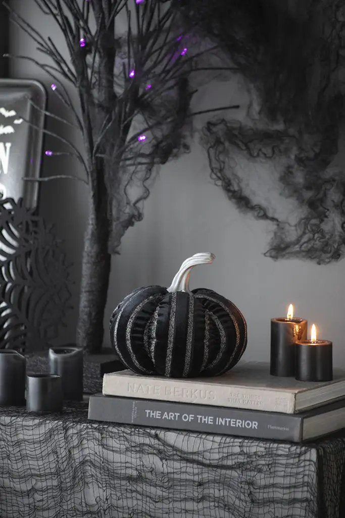 A&B Fabric Black Striped Pumpkin 7" x 7" - Uncategorized Merchandise