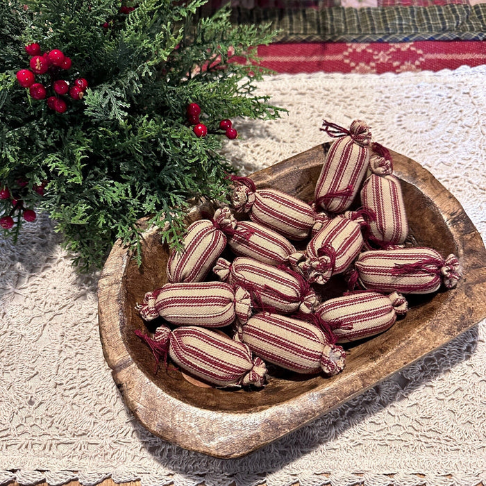 Fabric Peppermint Candy Bowl Filler - Set of 12 - Primitive Star Quilt Shop