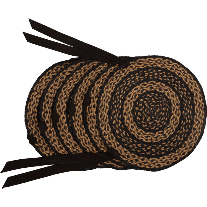 Farmhouse Black and Tan Braided Chair Pad 15" - Set of 6 - Primitive Star Quilt Shop
