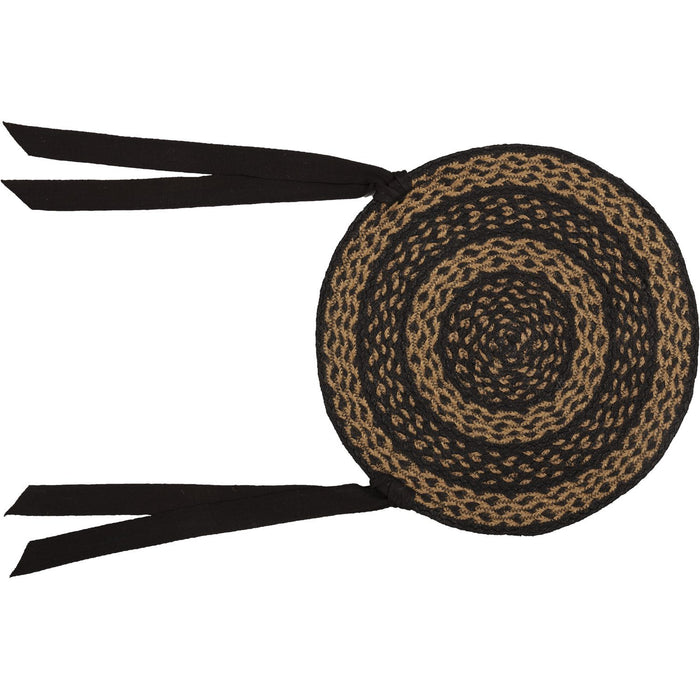 Farmhouse Black and Tan Braided Chair Pad 15" - Set of 6 - Primitive Star Quilt Shop