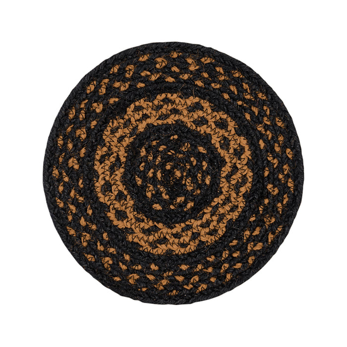 Farmhouse Black and Tan Braided Trivet 8" - Primitive Star Quilt Shop