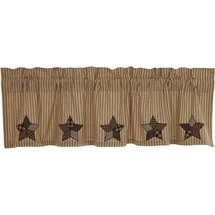 Farmhouse Star Applique Lined Valance 60" - Primitive Star Quilt Shop