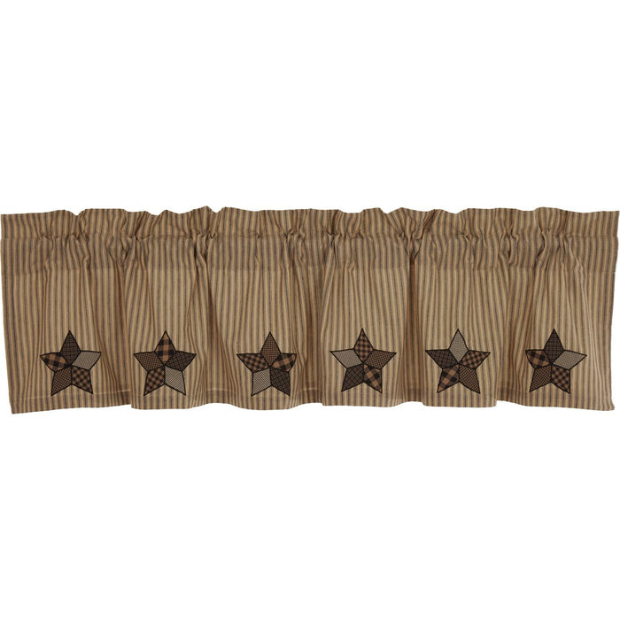 Farmhouse Star Applique Lined Valance 72" - Primitive Star Quilt Shop