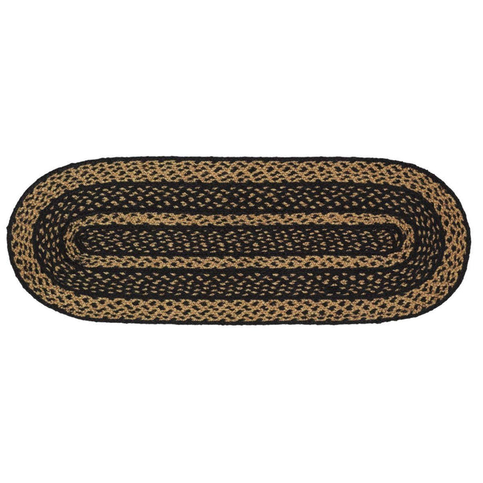 Farmhouse Star Oval Braided Stair Tread Latex Backed 8.5x27" - Primitive Star Quilt Shop