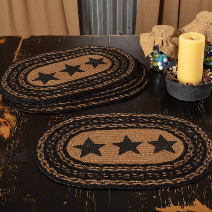 Farmhouse Star Stencil Braided Placemat 12x18" - Set of 6 - Primitive Star Quilt Shop