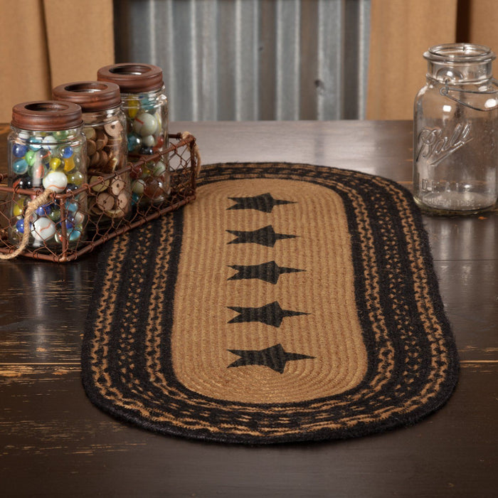 Farmhouse Star Stencil Braided Runner 13x36" - Primitive Star Quilt Shop