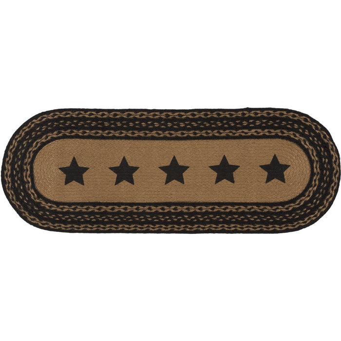 Farmhouse Star Stencil Braided Runner 13x36" - Primitive Star Quilt Shop