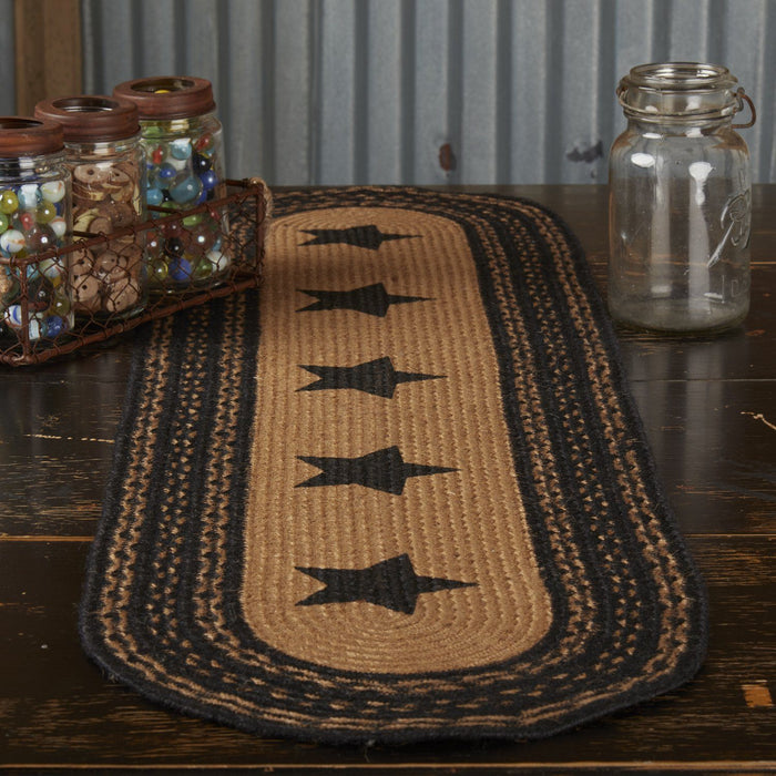 Farmhouse Star Stencil Braided Runner 13x48" - Primitive Star Quilt Shop