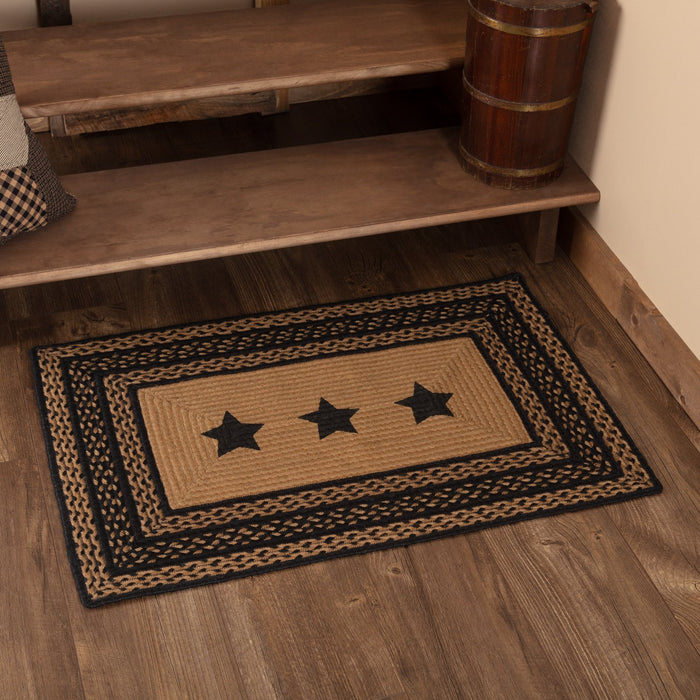 Farmhouse Star Stencil Rectangle Braided Rug 24x36" - Primitive Star Quilt Shop