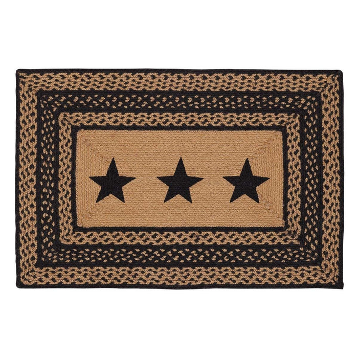 Farmhouse Star Stencil Rectangle Braided Rug 24x36" - Primitive Star Quilt Shop