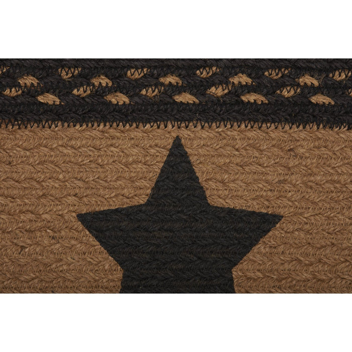 Farmhouse Star Stencil Star Oval Braided Stair Tread Latex Backed 8.5x27" - Primitive Star Quilt Shop