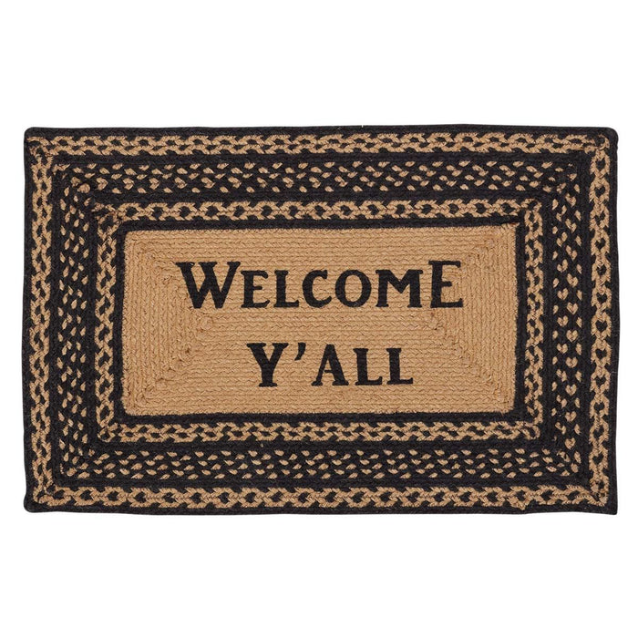 Farmhouse Star "Welcome Y'all" Rectangle Braided Rug  20x30" - Primitive Star Quilt Shop
