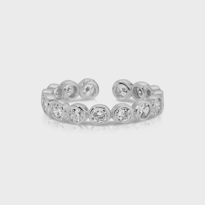 Faux Diamond Adjustable Ring Silver