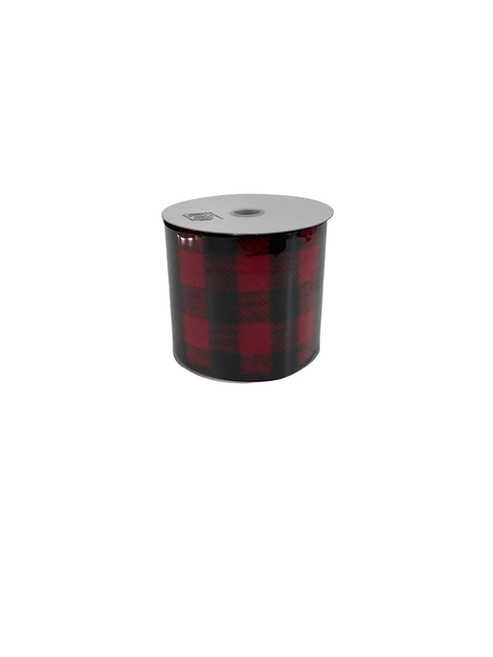 Jascotina Inc Felt Red/Black Buffalo Plaid Ribbon 4"W x 10yd - Ribbon