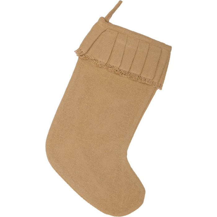 Festive Burlap Natural Ruffled Stocking 11x15" - Primitive Star Quilt Shop