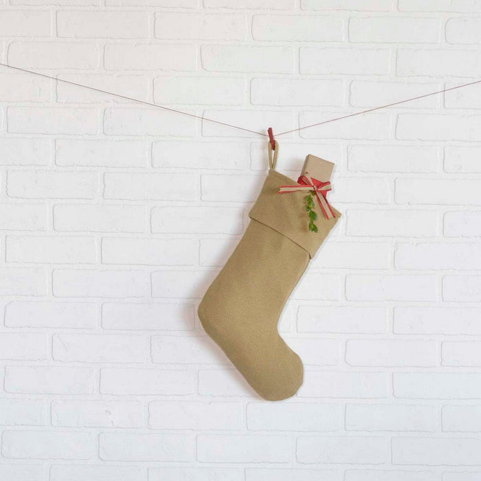 Festive Burlap Natural Stocking 11x15" - Primitive Star Quilt Shop