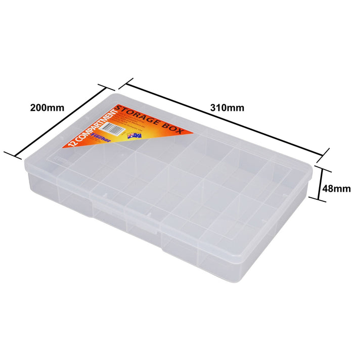 Fischer Large Clear 12 Compartment Storage Box