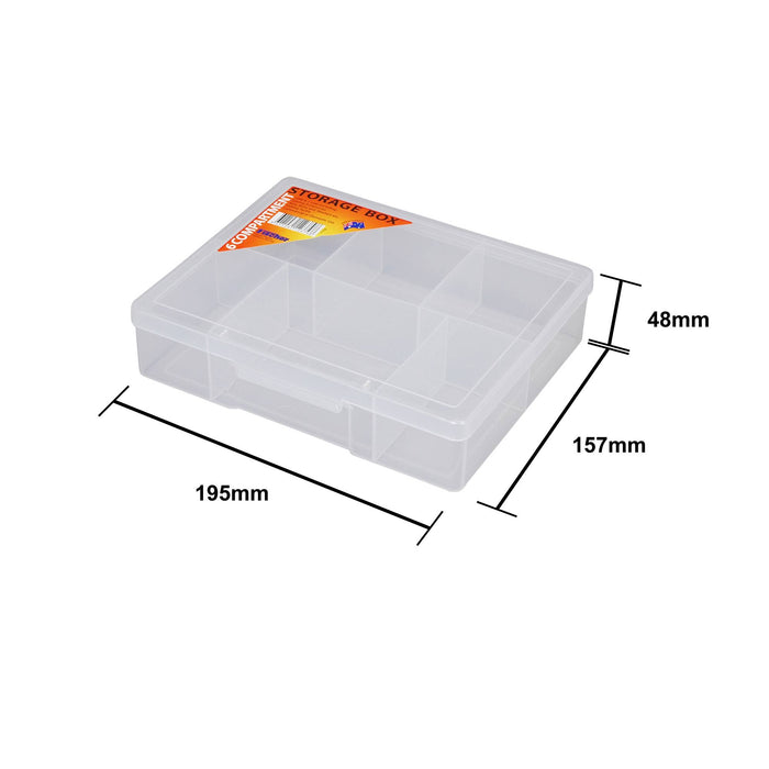 Fischer Medium Clear 6 Compartment Storage Box
