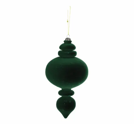 Direct Export Flocked Finial Ornament Hunter Green 9" - Holiday Ornaments Merchandise