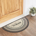 Floral Vine "Welcome" Half Circle Braided Rug 19.5x36" - Primitive Star Quilt Shop
