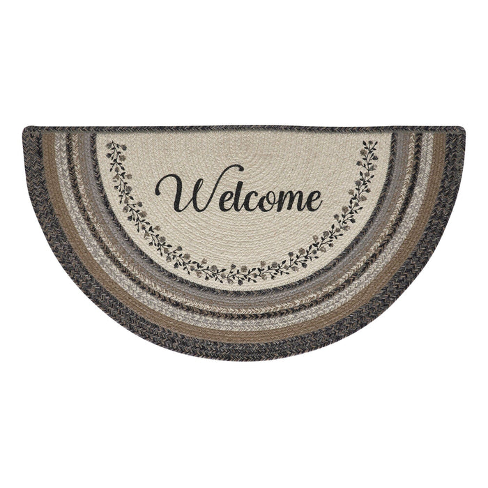 Floral Vine "Welcome" Half Circle Braided Rug 19.5x36" - Primitive Star Quilt Shop