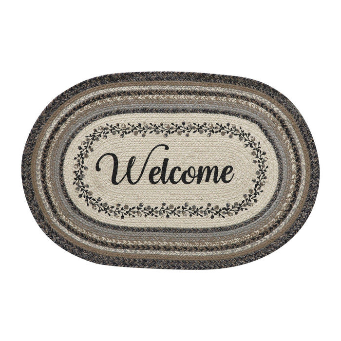 Floral Vine "Welcome" Oval Braided Rug 20x30" - Primitive Star Quilt Shop