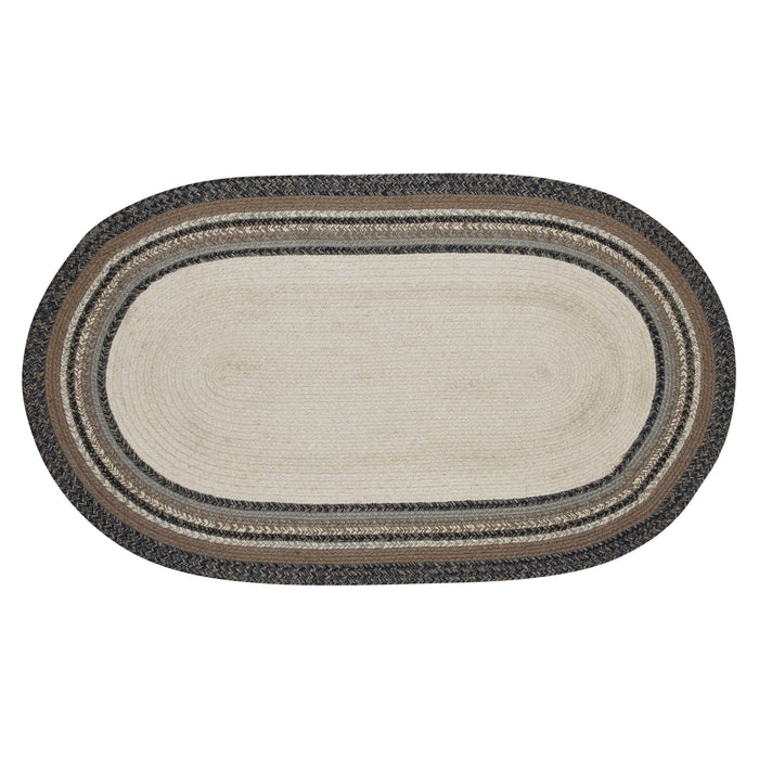 Floral Vine "Welcome" Oval Braided Rug 27x48" - with Pad - Primitive Star Quilt Shop