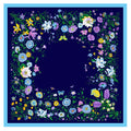 Flowers Navy Silk Scarf / 130cm